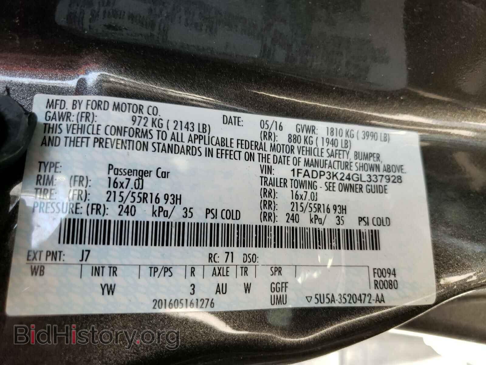 2016 FORD FOCUS - VIN: 1FADP3K24GL337928 - Фото 10