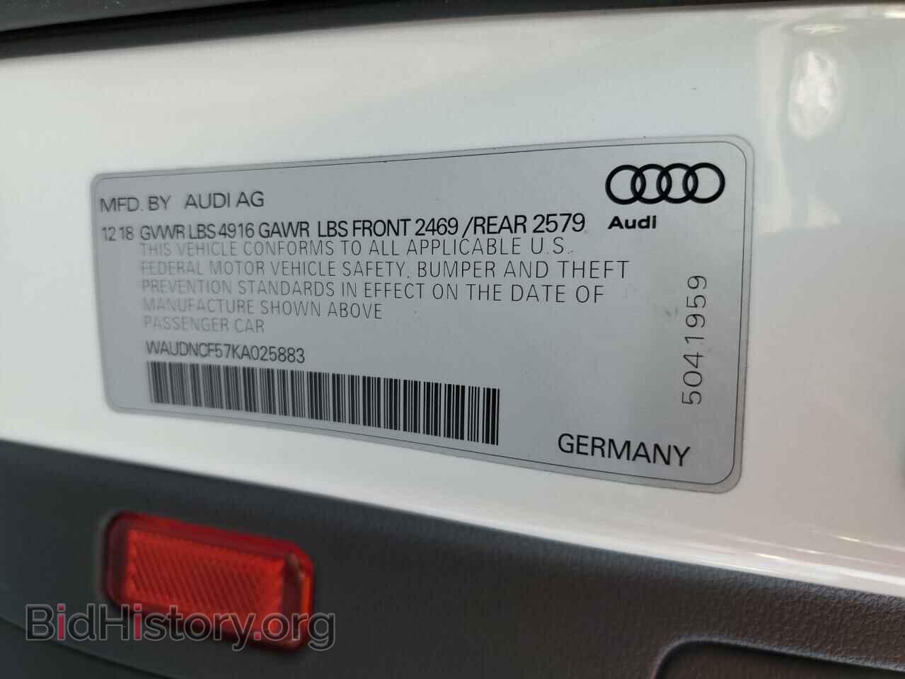 2019 AUDI A5 - VIN: WAUDNCF57KA025883 - Фото 12