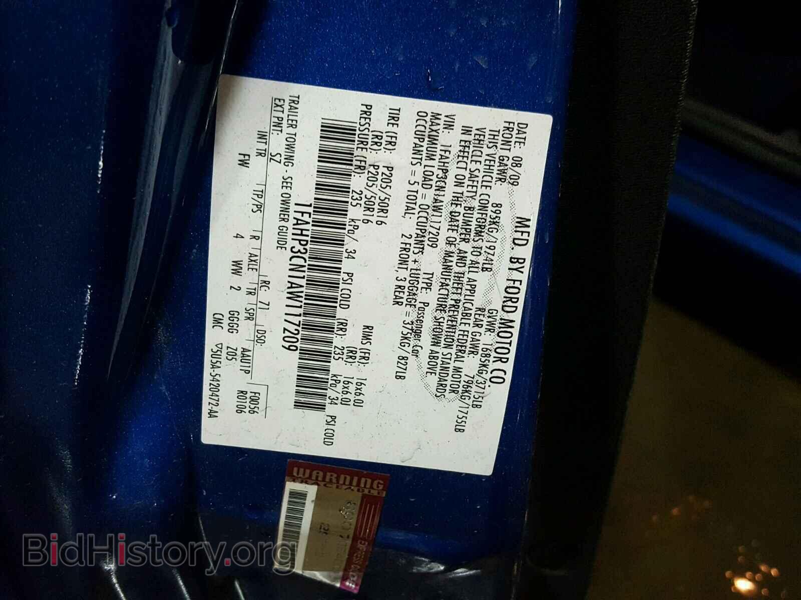 2010 FORD FOCUS - VIN: 1FAHP3CN1AW117209 - Фото 10