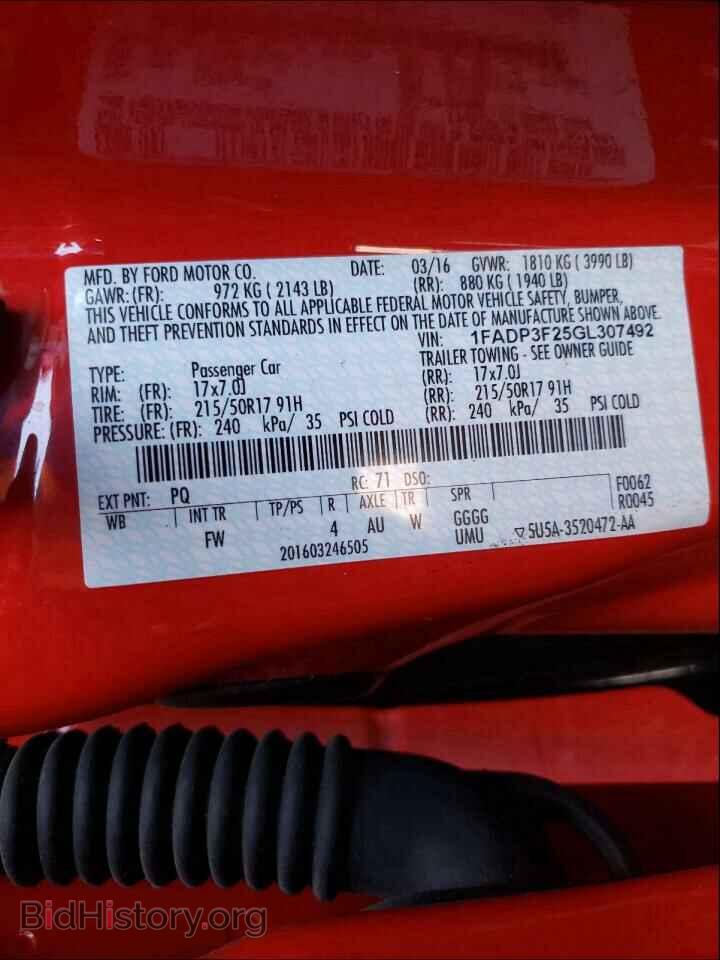 2016 FORD FOCUS - VIN: 1FADP3F25GL307492 - Фото 10