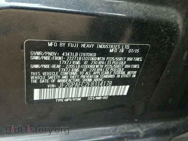 2015 SUBARU XV - VIN: JF2GPAFC2F8314178 - Фото 10