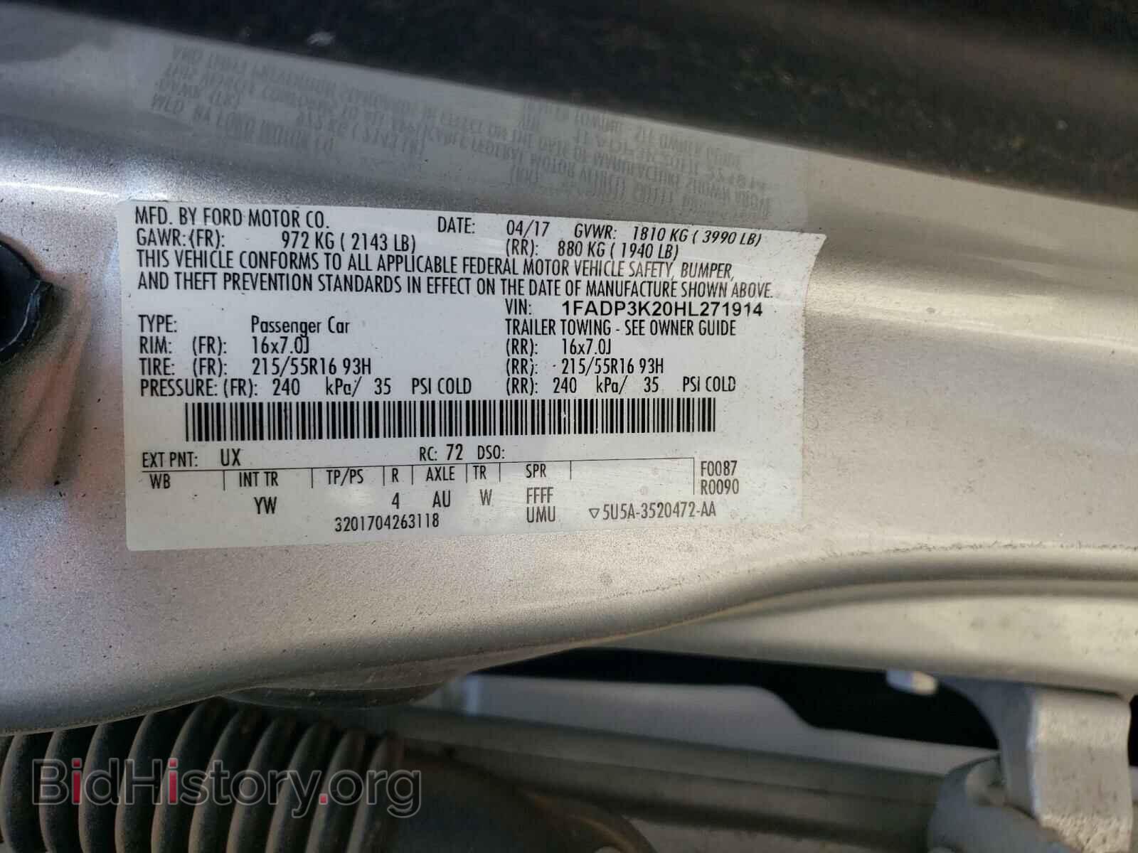 2017 FORD FOCUS - VIN: 1FADP3K20HL271914 - Фото 10
