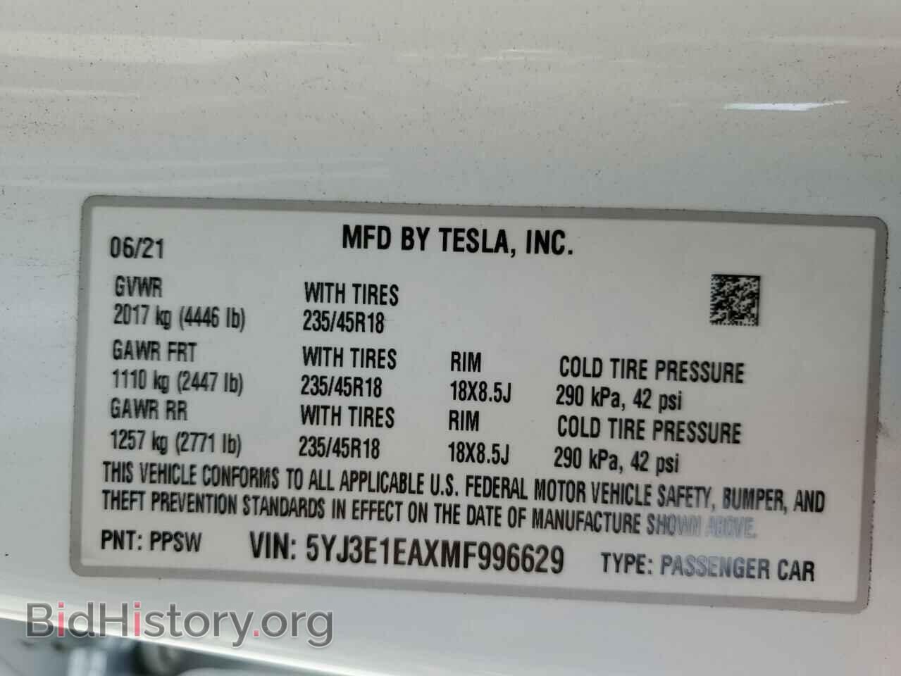 2021 TESLA MODEL 3 - VIN: 5YJ3E1EAXMF996629 - Photo 12