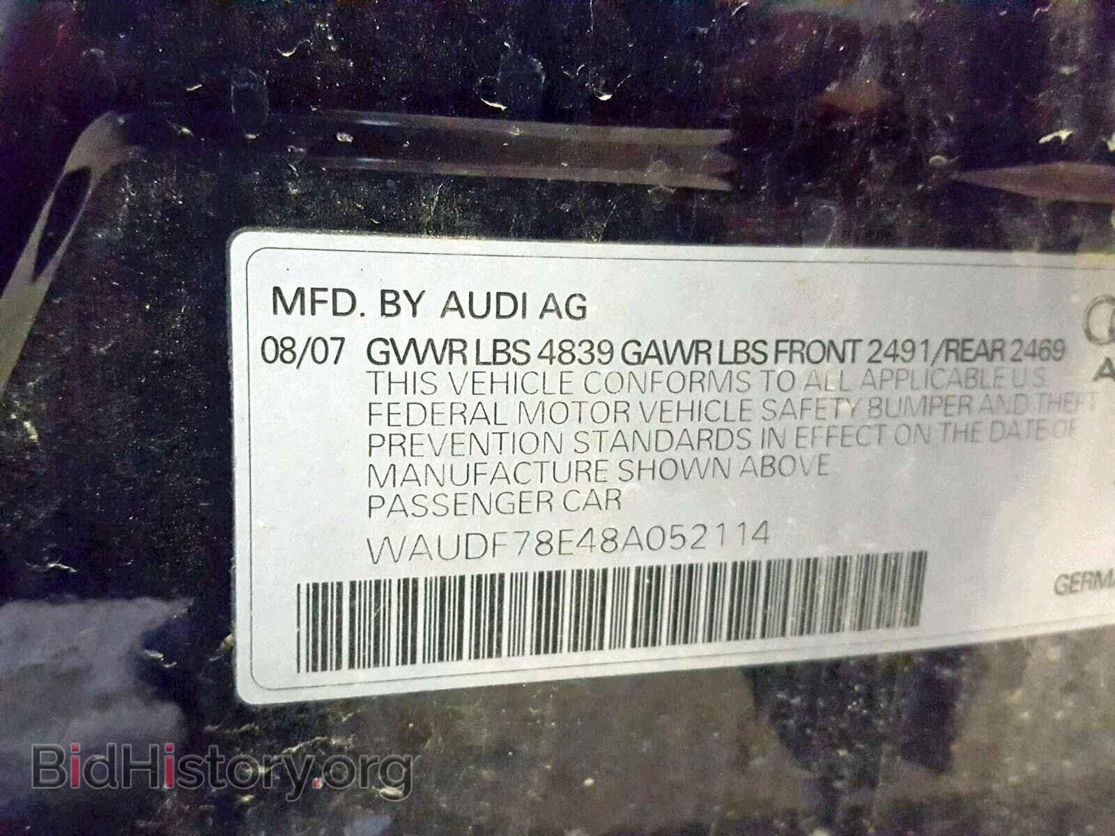2008 AUDI A4 - VIN: WAUDF78E48A052114 - Photo 10