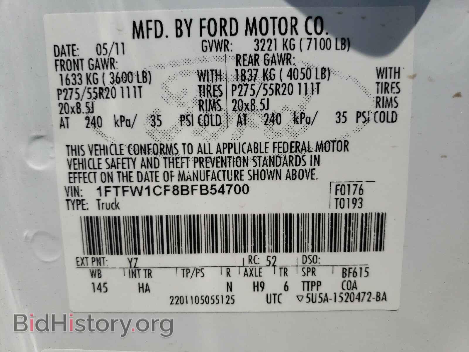 2011 FORD F150 - VIN: 1FTFW1CF8BFB54700 - Фото 10