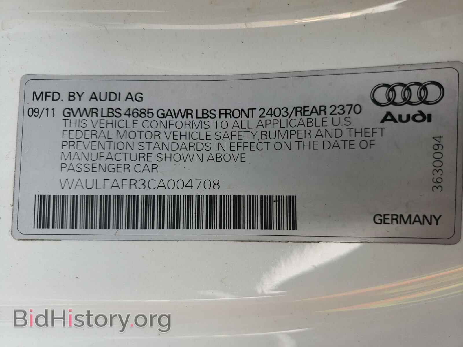 2012 AUDI A5 - VIN: WAULFAFR3CA004708 - Photo 10