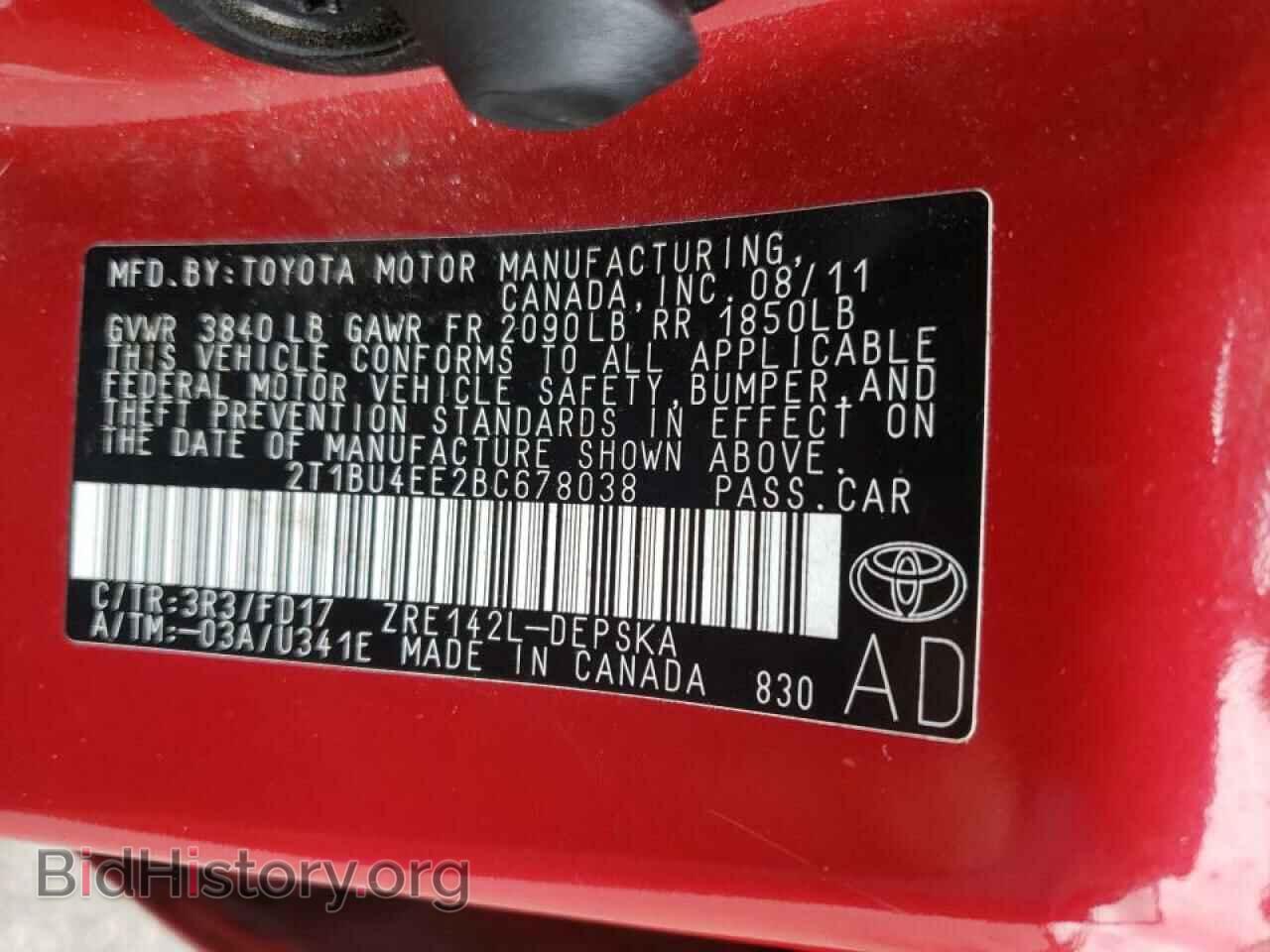 2011 TOYOTA COROLLA - VIN: 2T1BU4EE2BC678038 - Фото 10