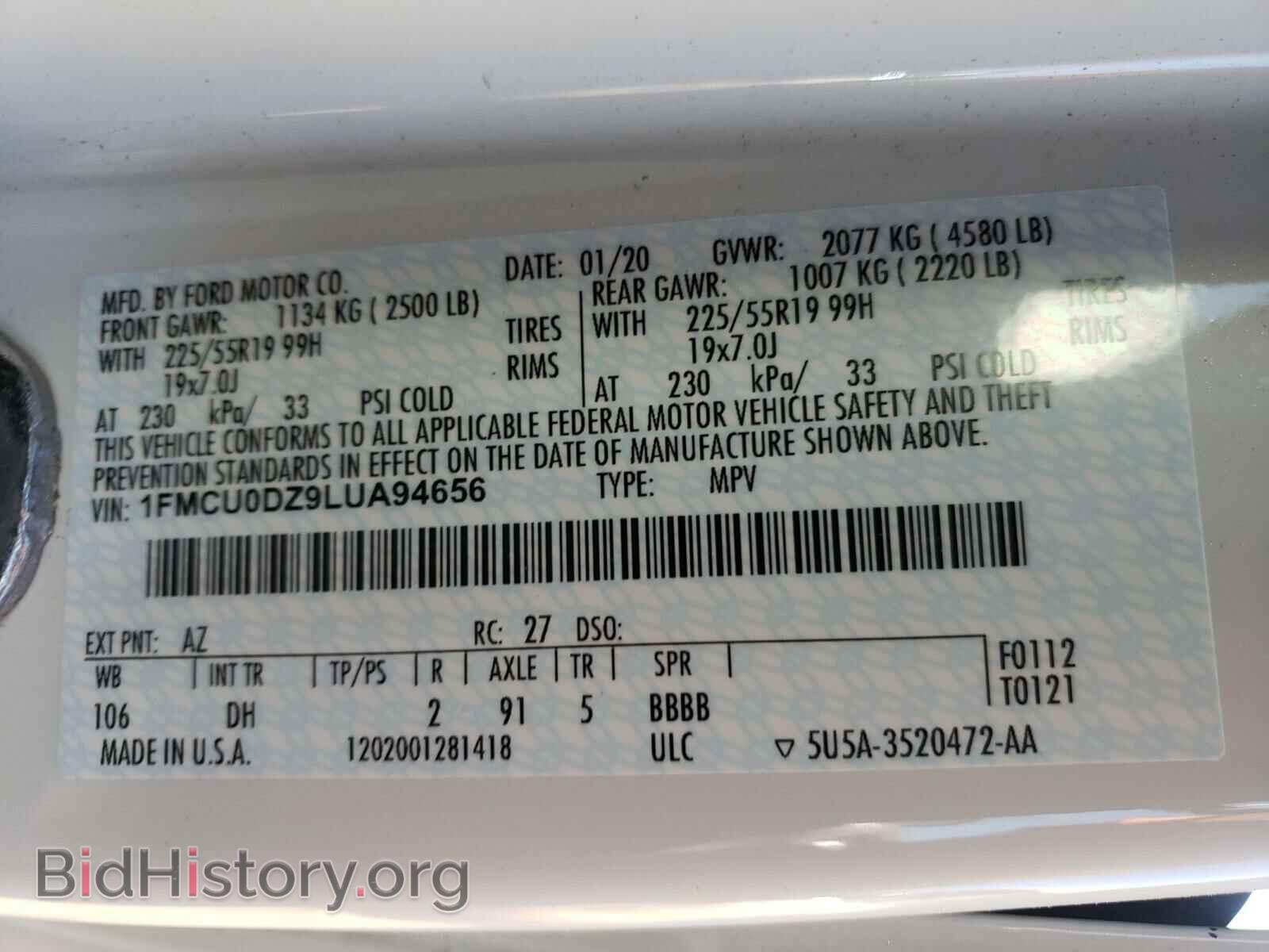 2020 FORD ESCAPE - VIN: 1FMCU0DZ9LUA94656 - Photo 10