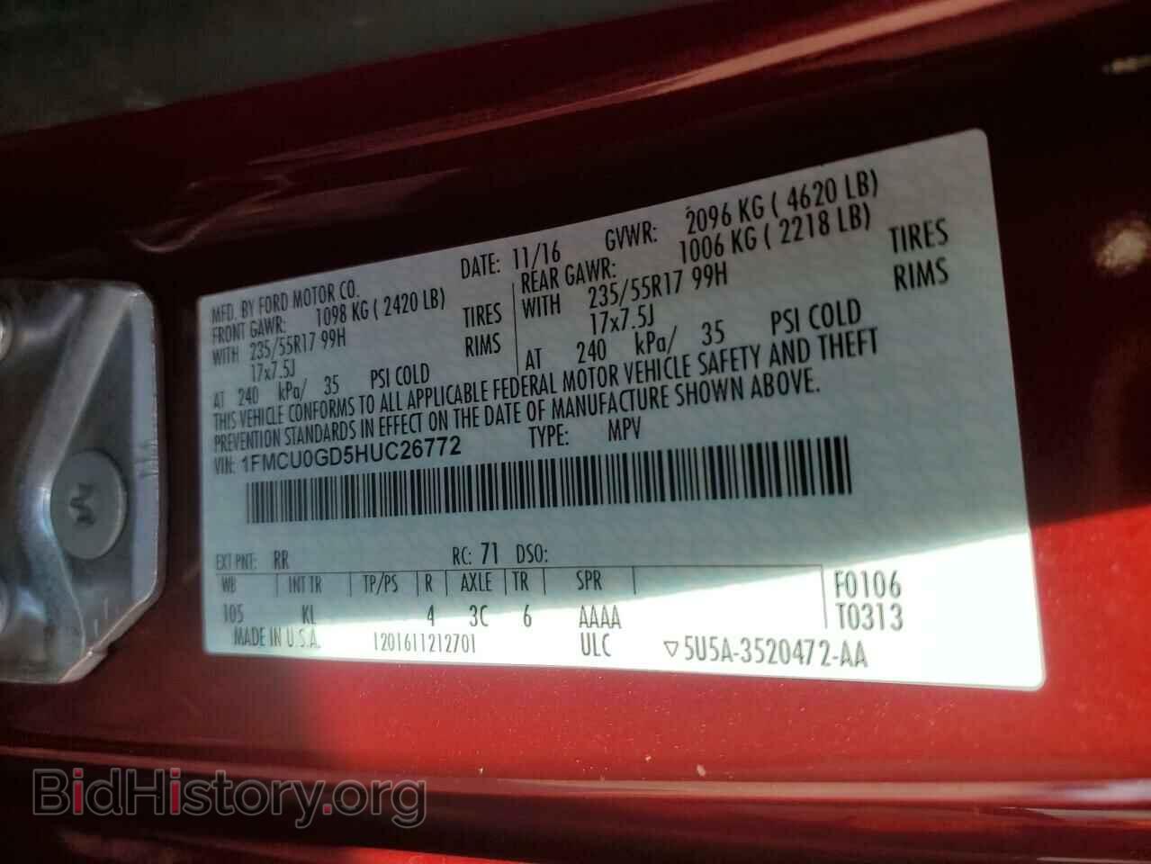 2017 FORD ESCAPE - VIN: 1FMCU0GD5HUC26772 - Фото 12