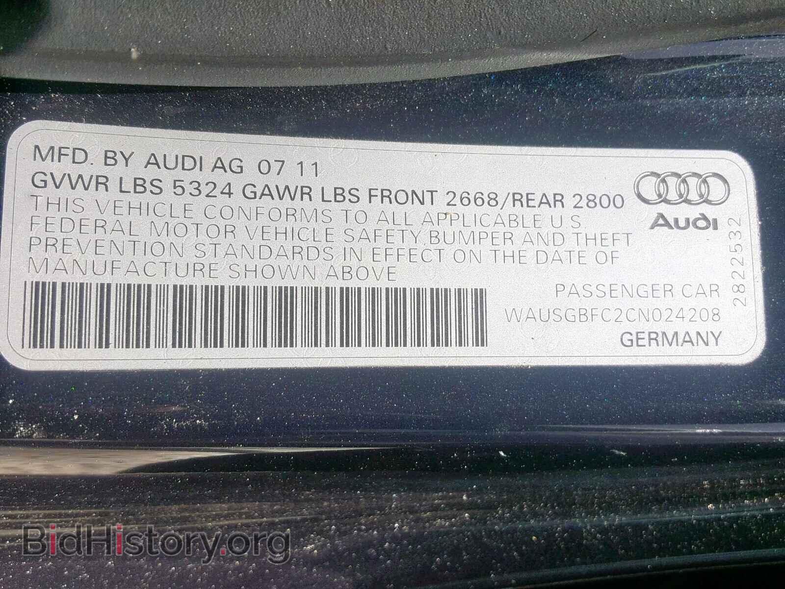 2012 AUDI A7 - VIN: WAUSGBFC2CN024208 - Фото 10