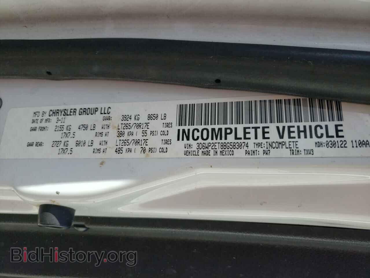 2011 DODGE All Models - VIN: 3D6WP2ET8BG583074 - Photo 10