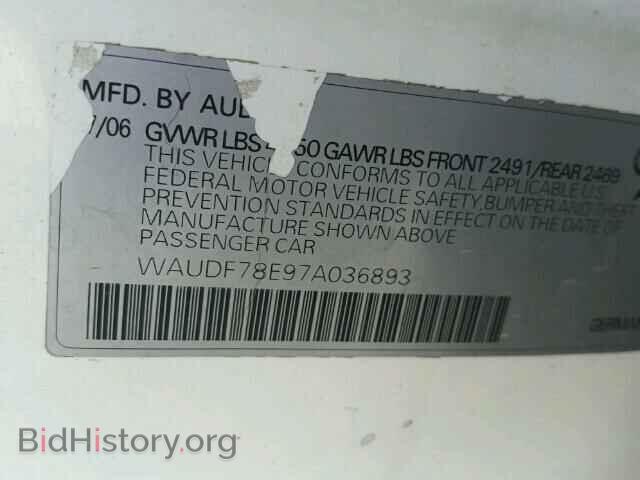 2007 AUDI A4 - VIN: WAUDF78E97A036893 - Photo 10