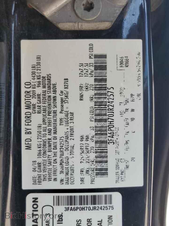 2018 FORD FUSION - VIN: 3FA6P0H70JR242575 - Фото 24