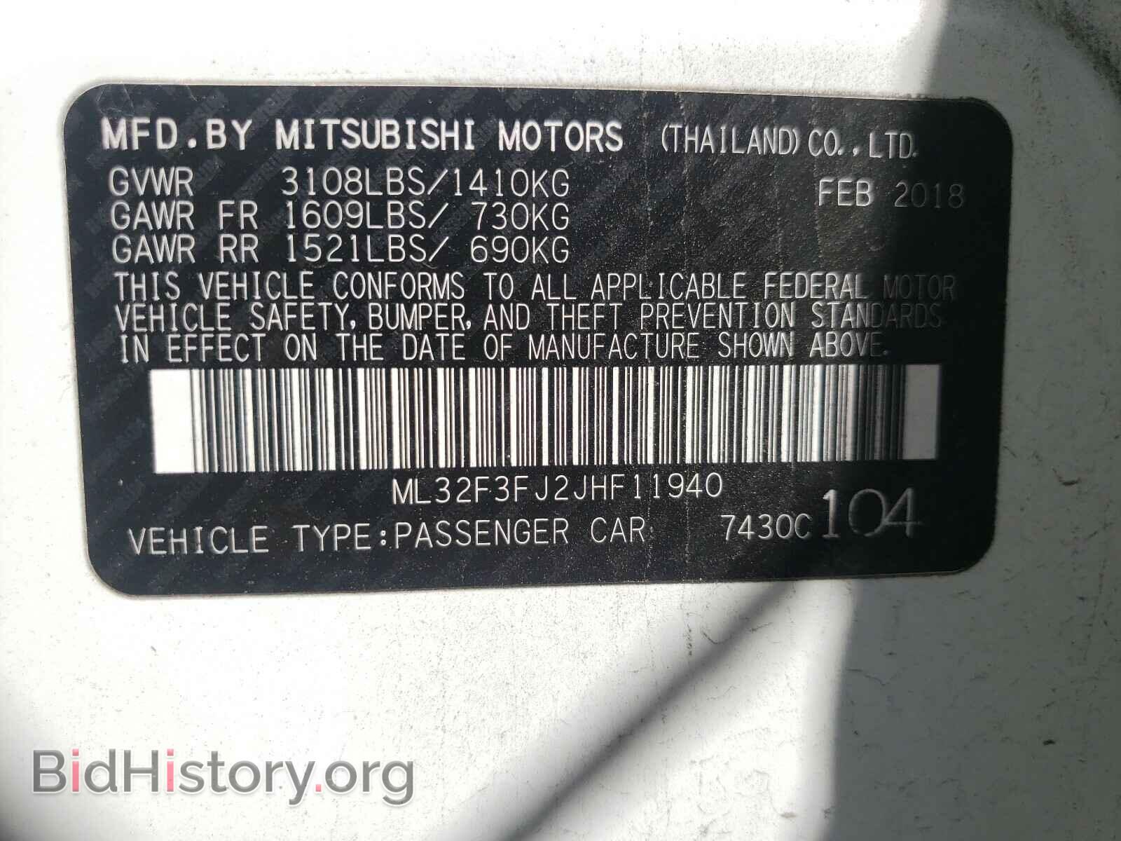 2018 MITSUBISHI MIRAGE - VIN: ML32F3FJ2JHF11940 - Фото 10