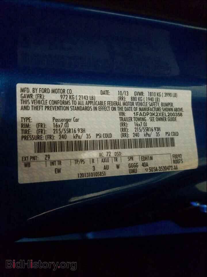 2014 FORD FOCUS - VIN: 1FADP3K2XEL200358 - Фото 10
