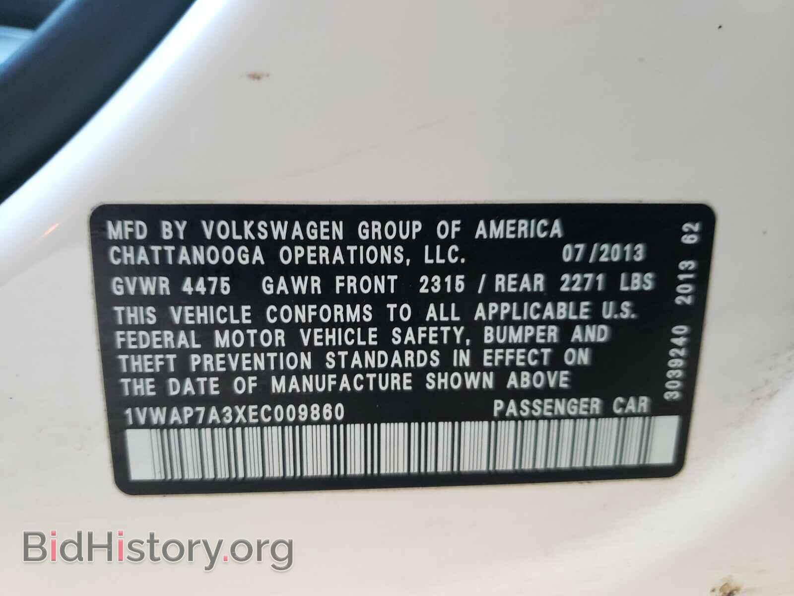 2014 VOLKSWAGEN PASSAT - VIN: 1VWAP7A3XEC009860 - Фото 10