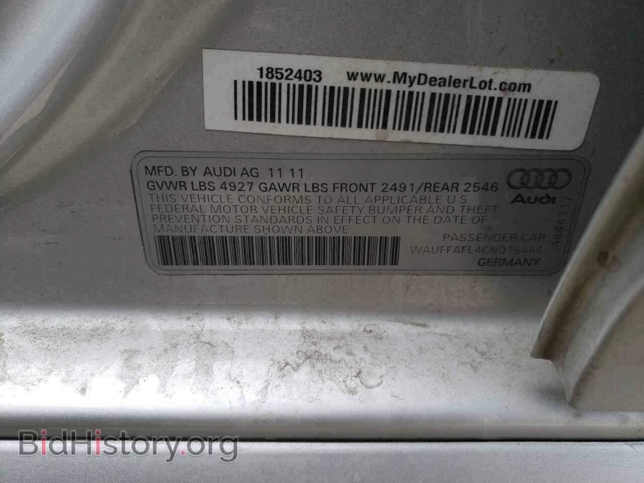 2012 AUDI A4 - VIN: WAUFFAFL4CN016464 - Фото 10