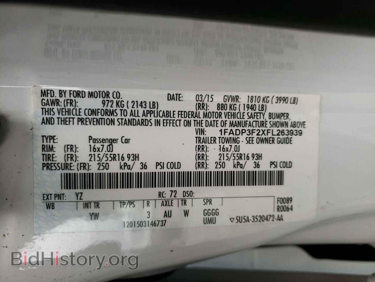 2015 FORD FOCUS - VIN: 1FADP3F2XFL263939 - Фото 10