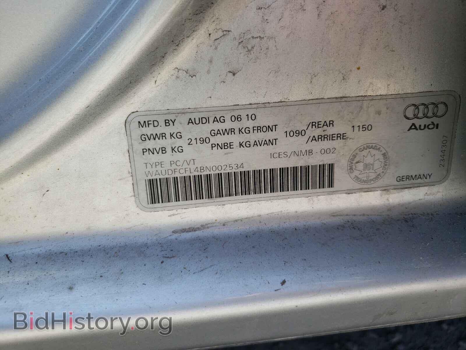2011 AUDI A4 - VIN: WAUDFCFL4BN002534 - Фото 10