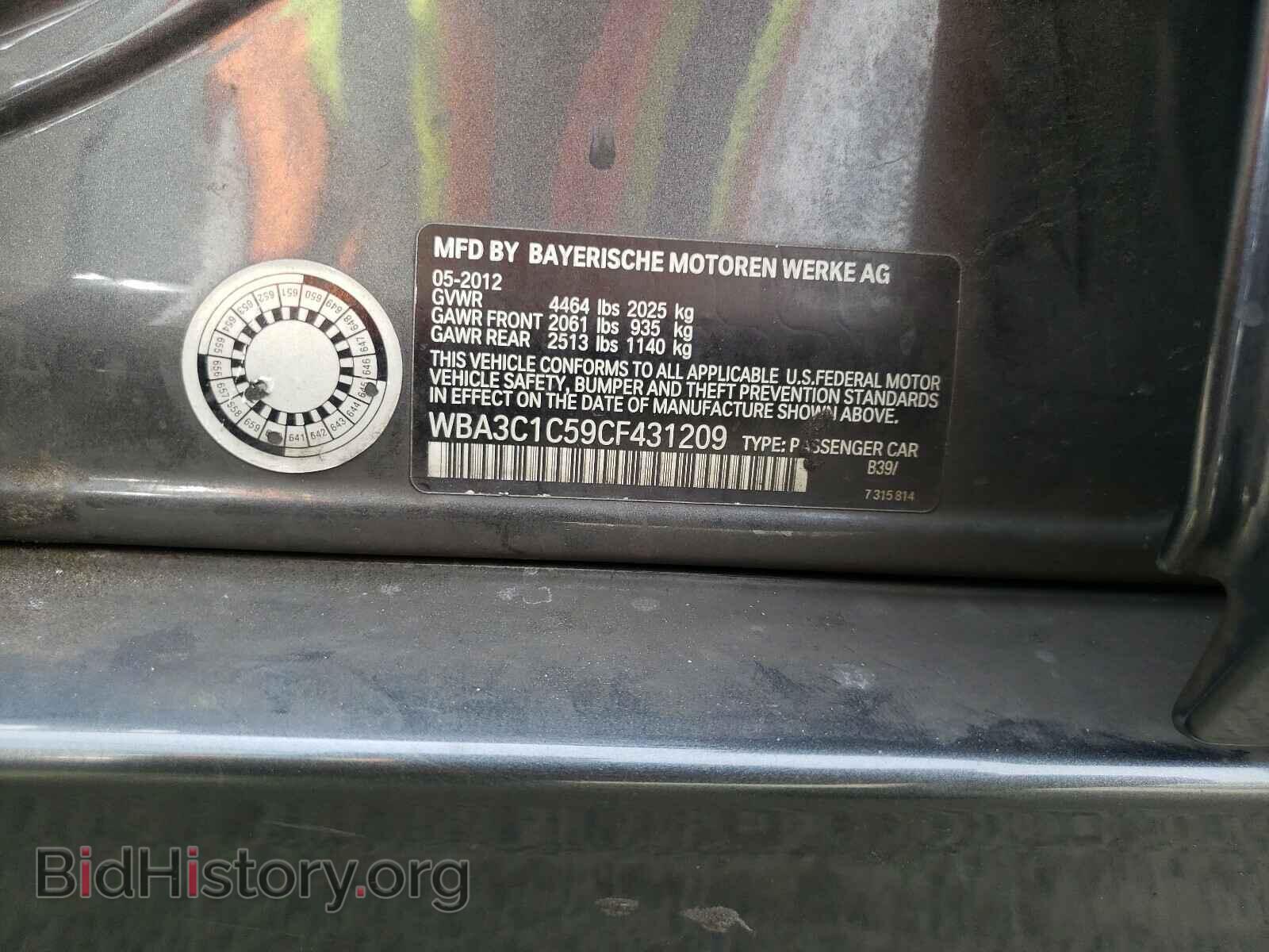 2012 BMW 3 SERIES - VIN: WBA3C1C59CF431209 - Фото 10