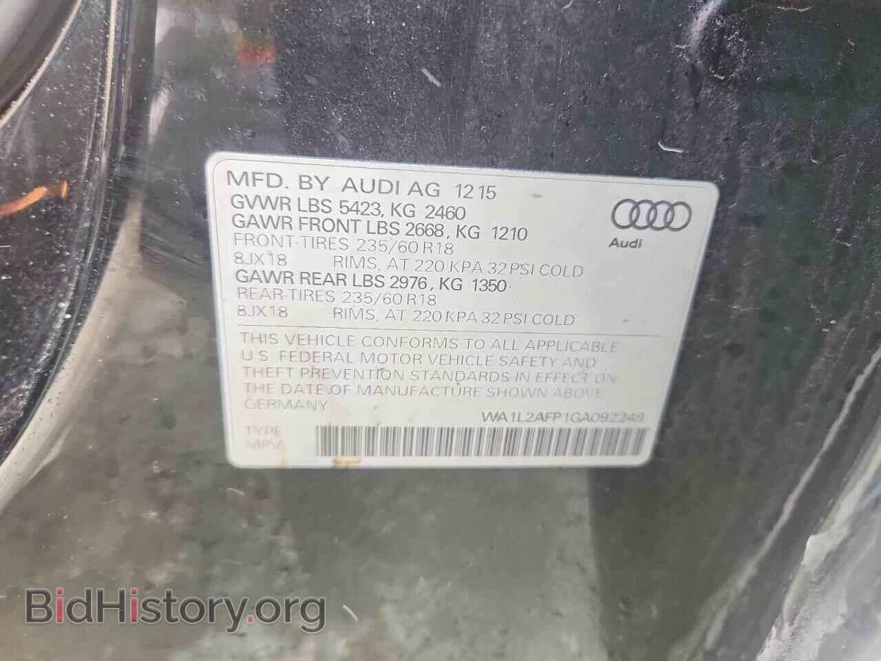 2016 AUDI Q5 - VIN: WA1L2AFP1GA092249 - Photo 13