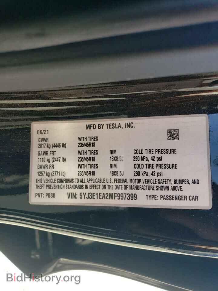 2021 TESLA MODEL 3 - VIN: 5YJ3E1EA2MF997399 - Photo 12