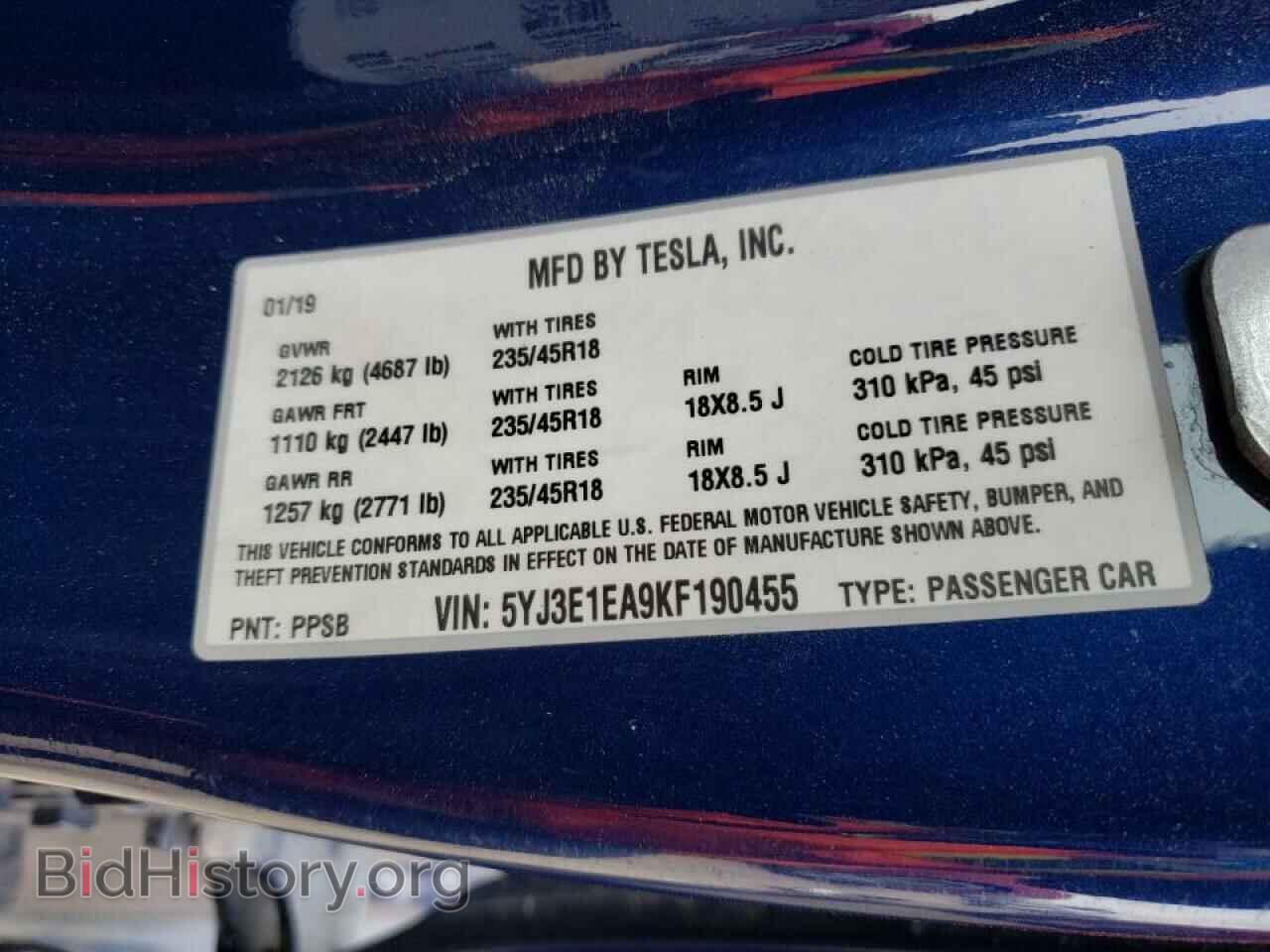 2019 TESLA MODEL 3 - VIN: 5YJ3E1EA9KF190455 - Photo 13
