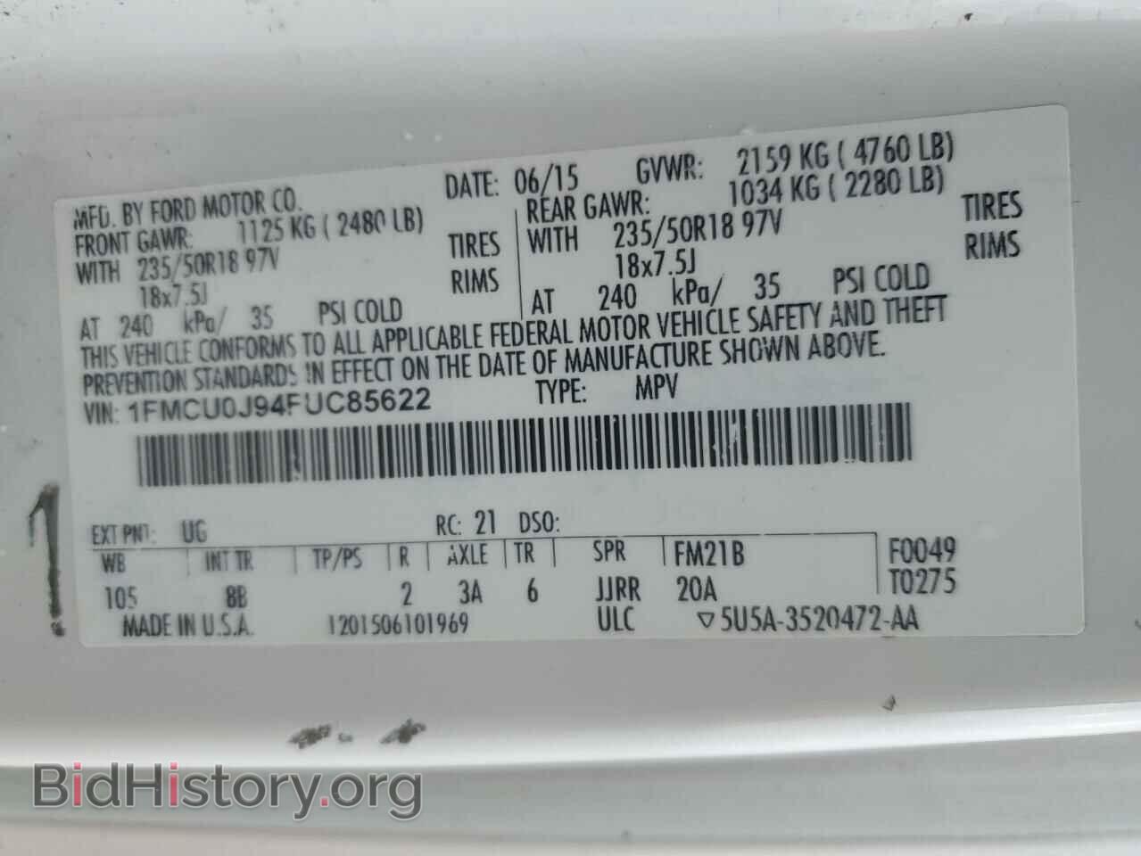 2015 FORD ESCAPE - VIN: 1FMCU0J94FUC85622 - Photo 13