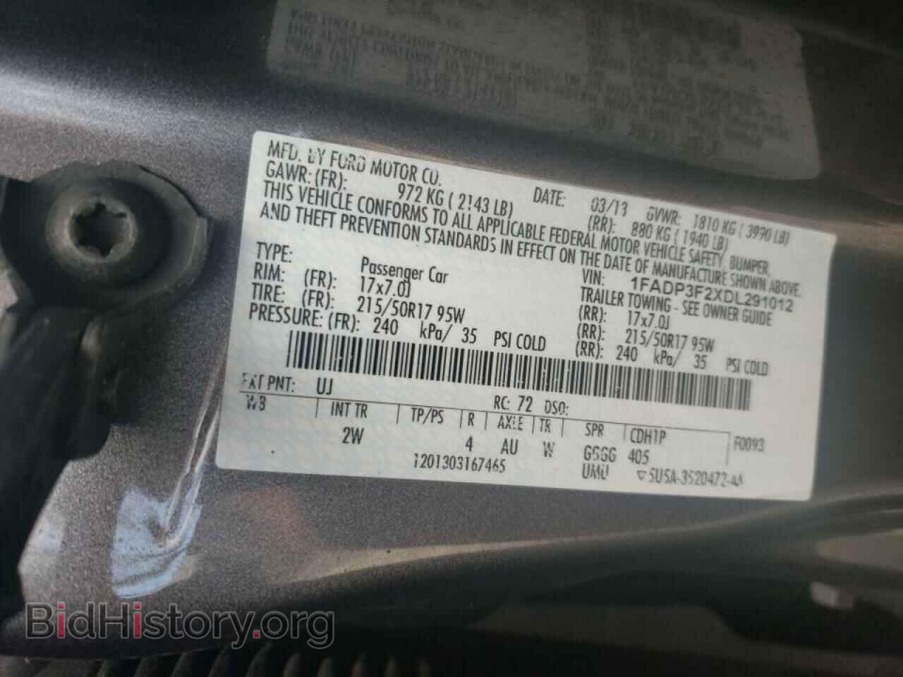 2013 FORD FOCUS - VIN: 1FADP3F2XDL291012 - Фото 10