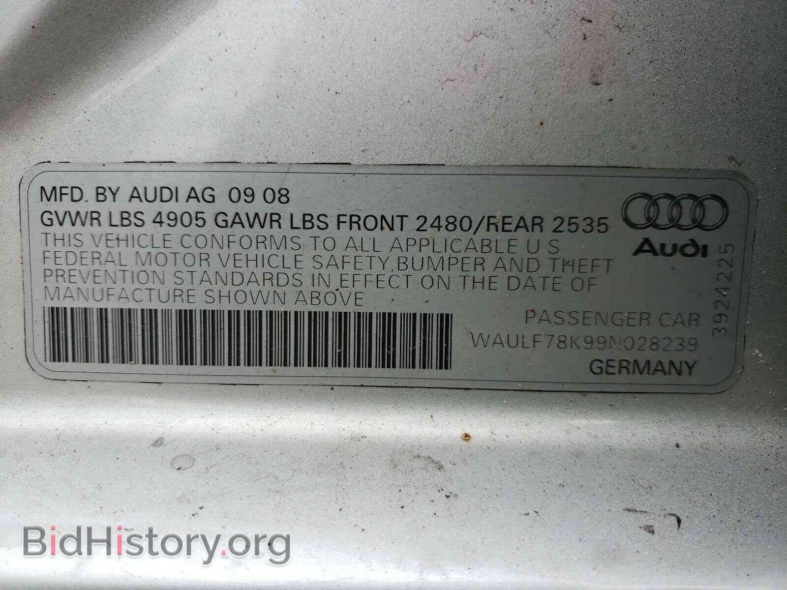 2009 AUDI A4 - VIN: WAULF78K99N028239 - Фото 10