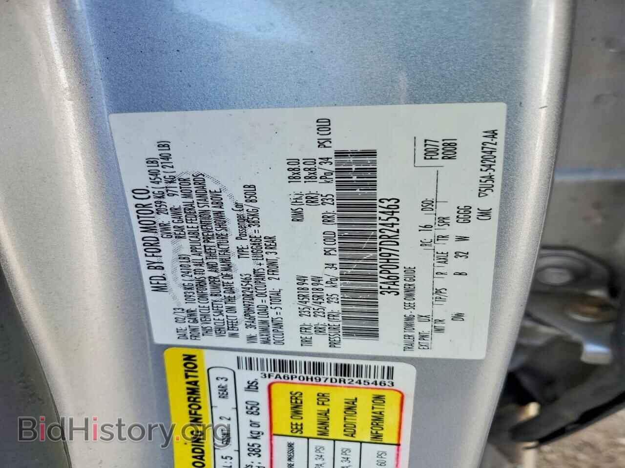2013 FORD FUSION - VIN: 3FA6P0H97DR245463 - Фото 12