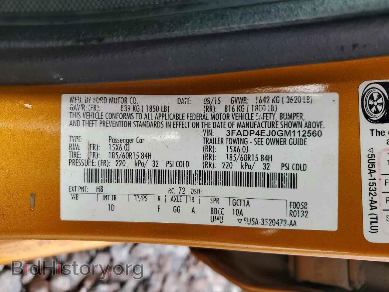 2016 FORD FIESTA - VIN: 3FADP4EJ0GM112560 - Фото 12