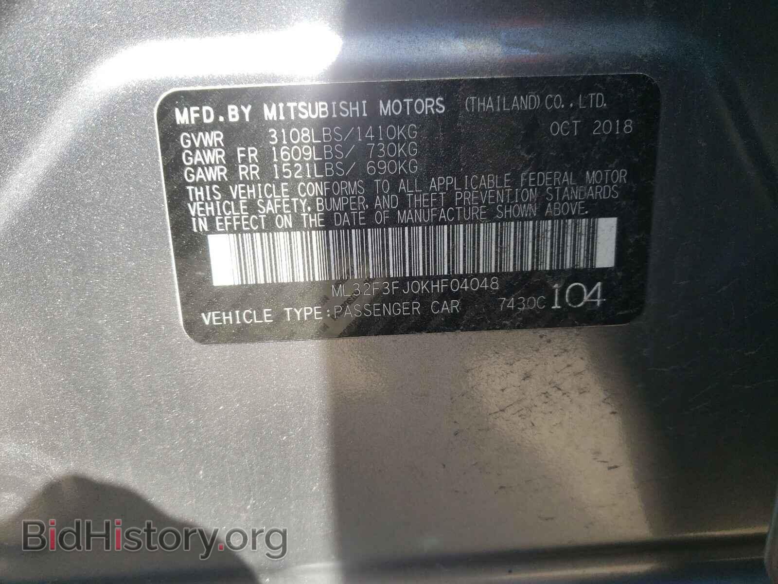 2019 MITSUBISHI MIRAGE - VIN: ML32F3FJ0KHF04048 - Фото 10