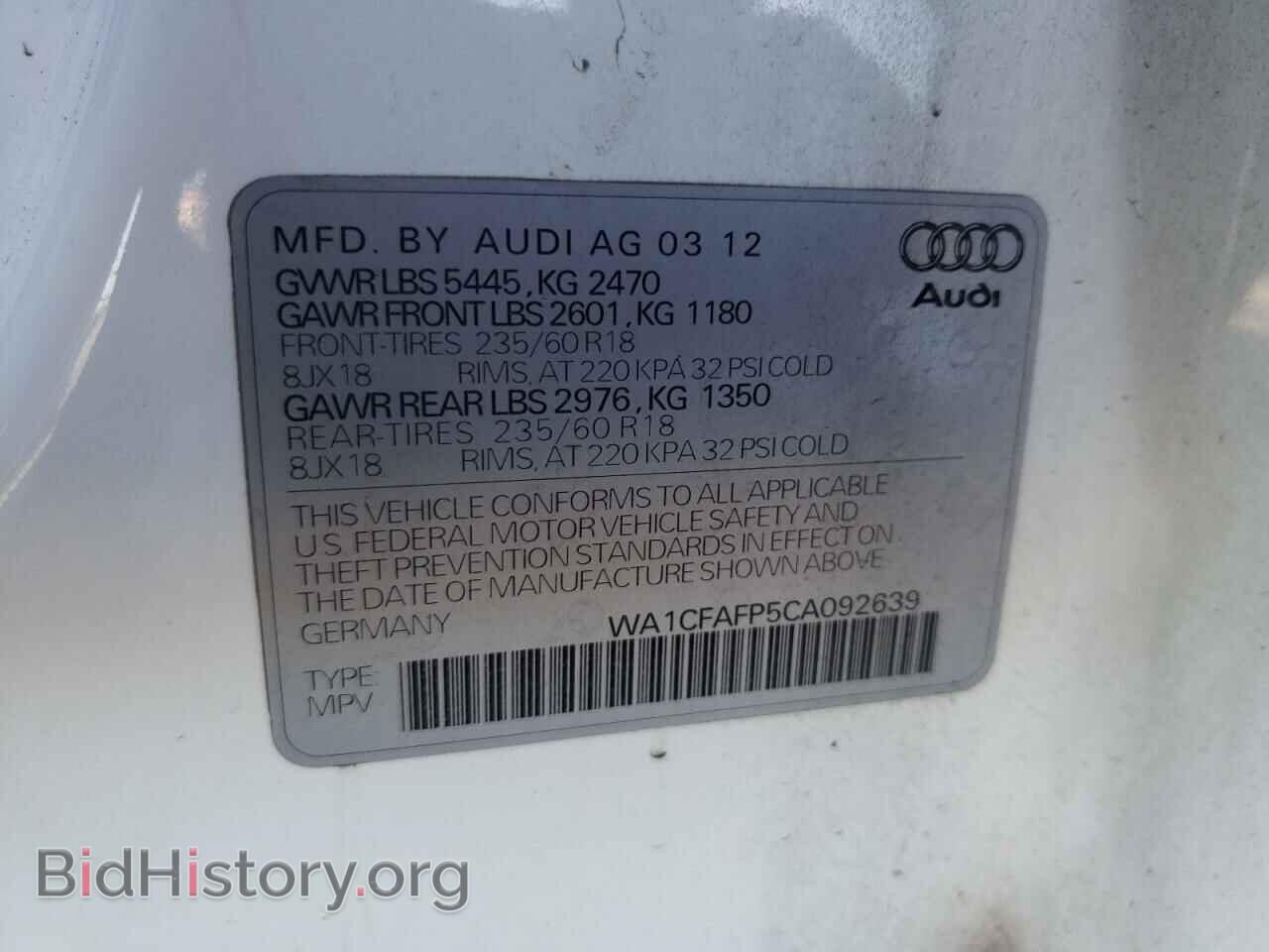 2012 AUDI Q5 - VIN: WA1CFAFP5CA092639 - Photo 12