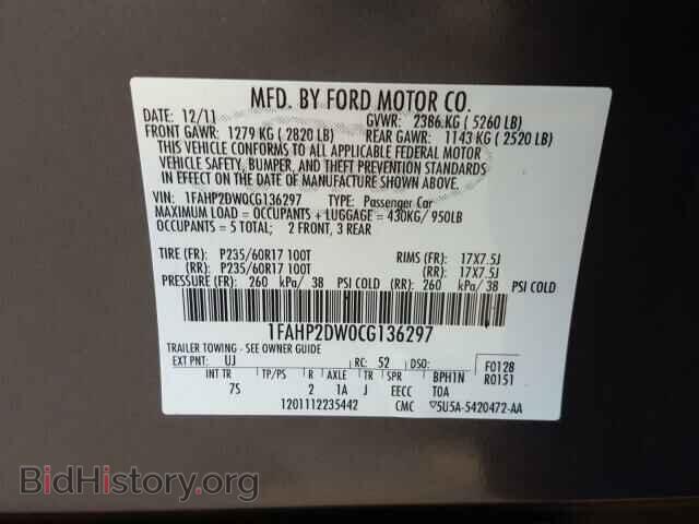 2012 FORD TAURUS - VIN: 1FAHP2DW0CG136297 - Фото 10
