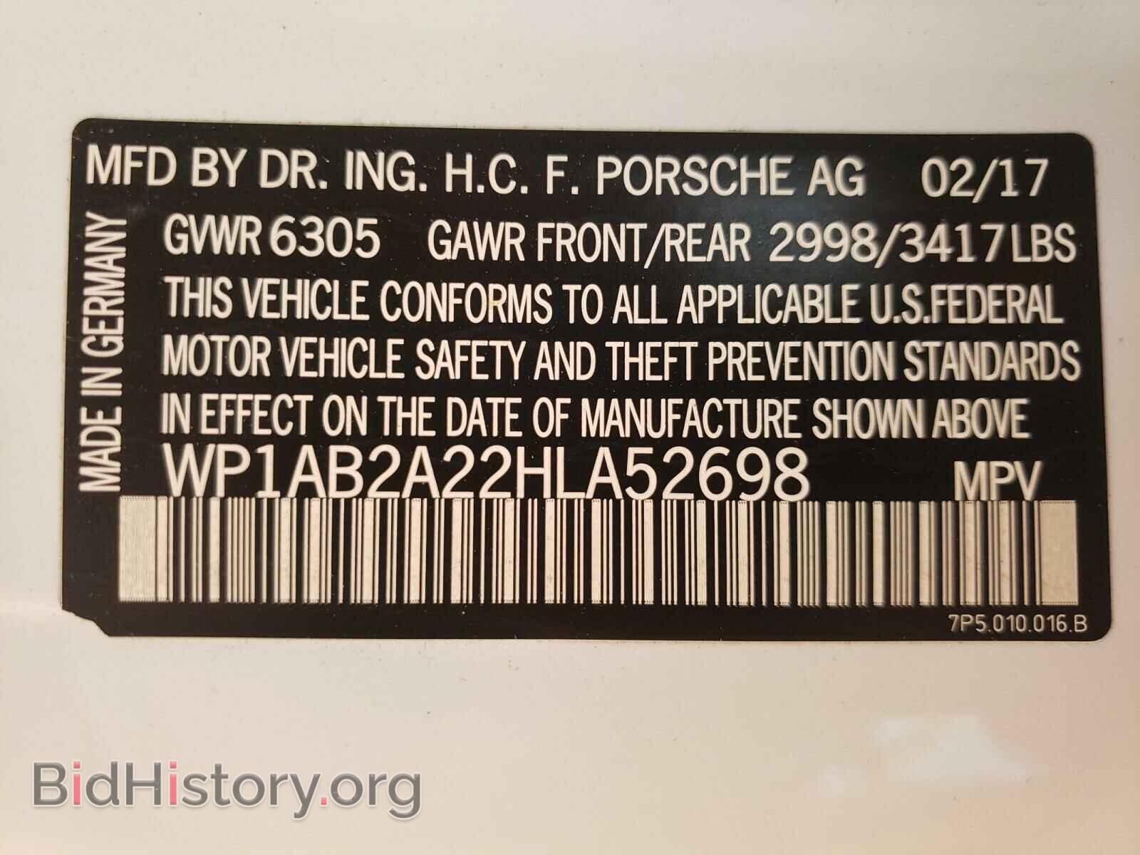 2017 PORSCHE CAYENNE - VIN: WP1AB2A22HLA52698 - Фото 10