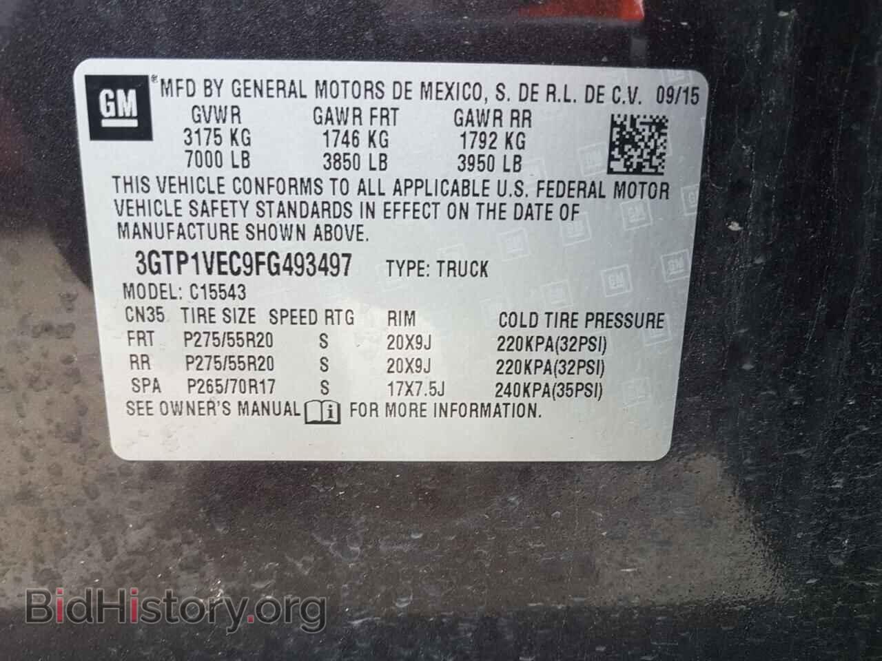 2015 GMC SIERRA - VIN: 3GTP1VEC9FG493497 - Фото 10