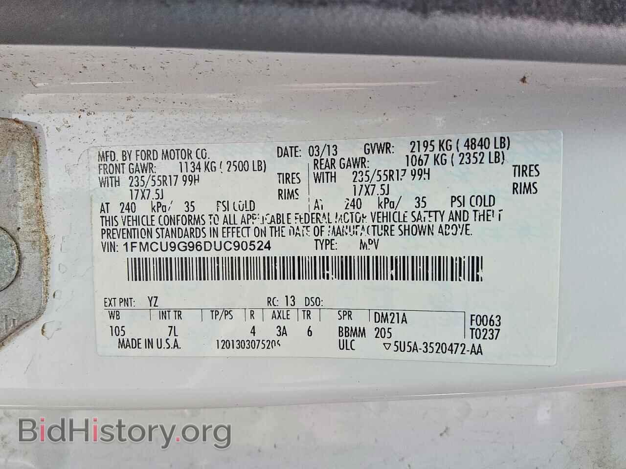 2013 FORD ESCAPE - VIN: 1FMCU9G96DUC90524 - Фото 13