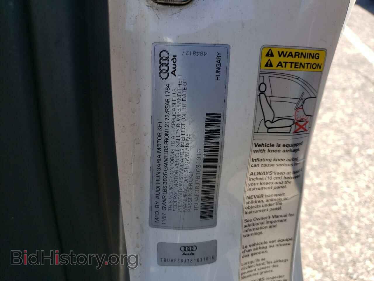 2008 AUDI TT - VIN: TRUAF38J781031016 - Фото 10
