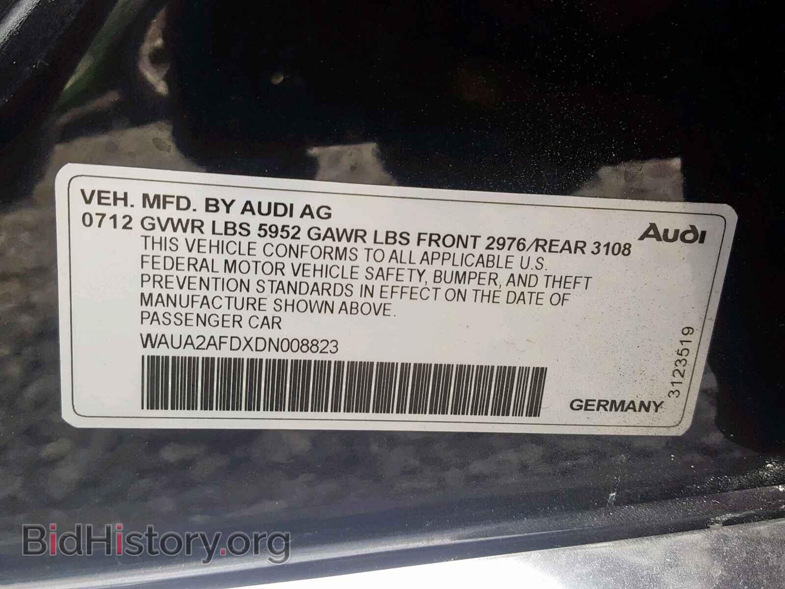 2013 AUDI A8 - VIN: WAUA2AFDXDN008823 - Фото 10