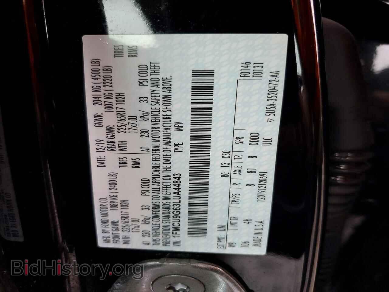 2020 FORD ESCAPE - VIN: 1FMCU9G63LUA44843 - Photo 13