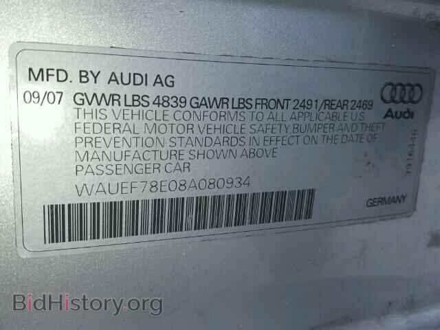 2008 AUDI A4 - VIN: WAUEF78E08A080934 - Фото 10