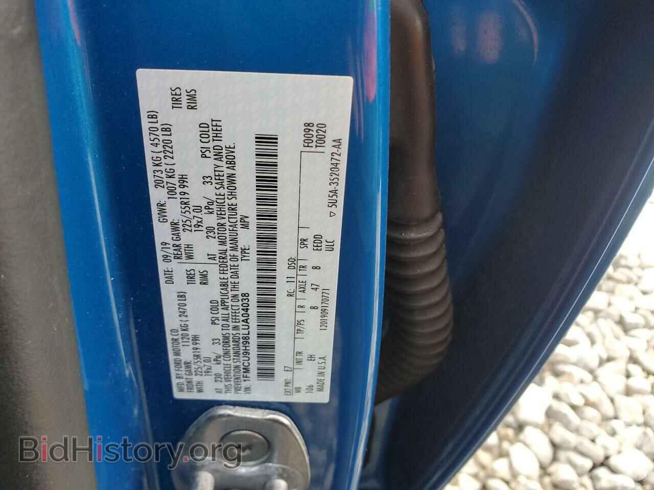 2020 FORD ESCAPE - VIN: 1FMCU9H98LUA04038 - Photo 12