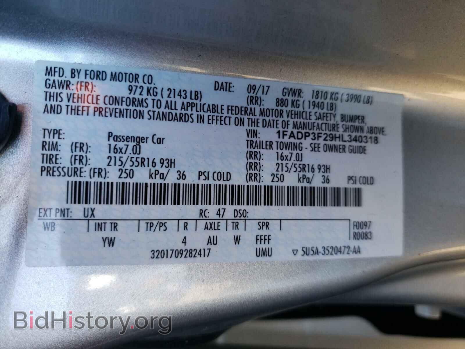 2017 FORD FOCUS - VIN: 1FADP3F29HL340318 - Photo 10
