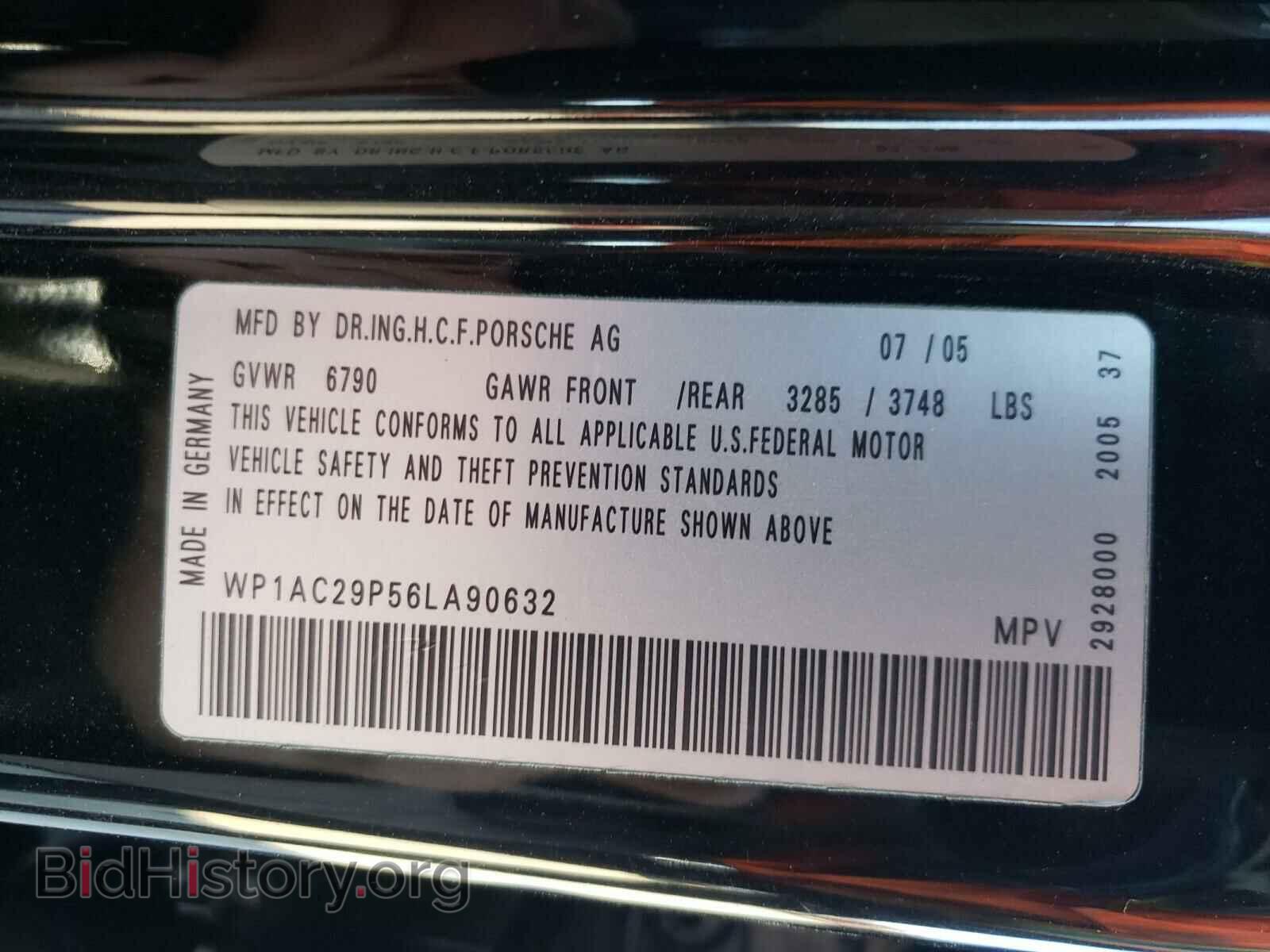 2006 PORSCHE CAYENNE - VIN: WP1AC29P56LA90632 - Фото 10