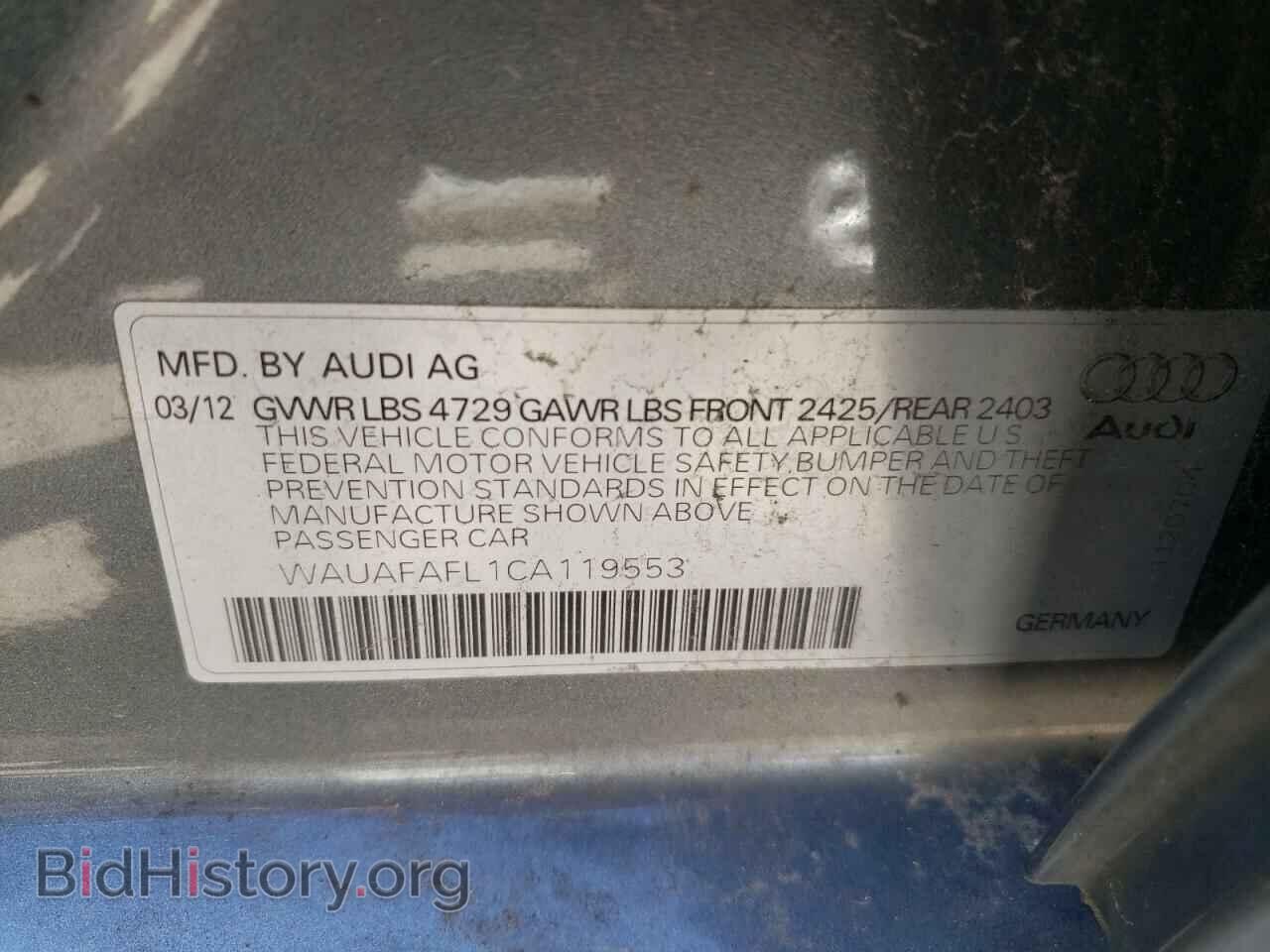 2012 AUDI A4 - VIN: WAUAFAFL1CA119553 - Фото 10