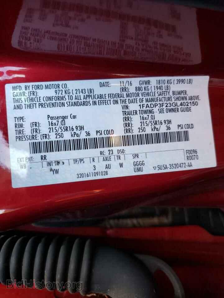 2016 FORD FOCUS - VIN: 1FADP3F23GL402150 - Фото 10