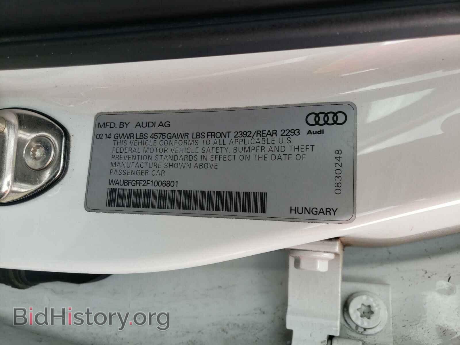 2015 AUDI S3 - VIN: WAUBFGFF2F1006801 - Фото 10