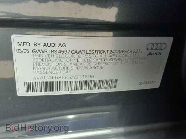 2005 AUDI A4 - VIN: WAUAF68E85A511606 - Photo 10