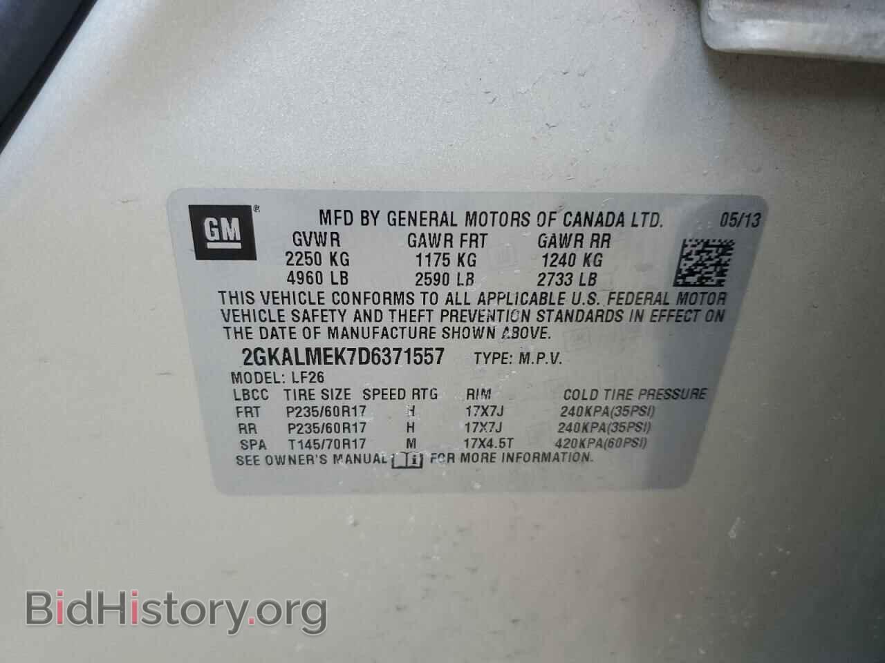 2013 GMC TERRAIN - VIN: 2GKALMEK7D6371557 - Photo 13